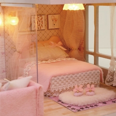 Mô hình nhà DIY Doll House Girlish Dream Kèm Mica Chống bụi, Bộ dụng cụ và Keo dán
