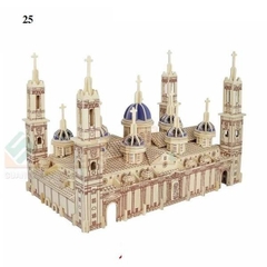 Đồ chơi lắp ráp gỗ 3D Mô hình tháp Pilar Basilica - Tặng kèm đèn LED USB trang trí