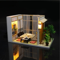 Mô hình nhà DIY Doll House Nhà Cổ Nhật Bản Kèm Mica chống bụi, Bộ dụng cụ và Keo dán