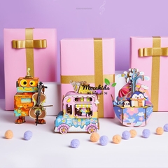 [Hàng Quốc tế Tiếng Anh] Mô hình Hộp nhạc Xe bán Kem - Ice Cream Music Box Robotime