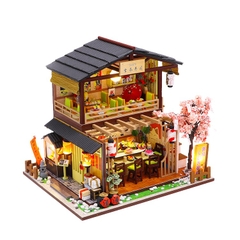 Mô hình nhà DIY Doll House Gibbon Sushi Kèm Mica Chống bụi, Bộ dụng cụ và Keo dán