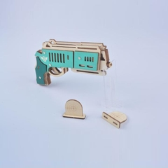 Đồ chơi lắp ghép gỗ 3D Mô hình Chuyển động Súng Bắn thun Rubber Band