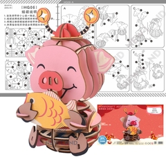 Đồ chơi lắp ráp gỗ 3D Mô hình Lucky Pig HG06