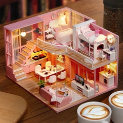 Mô hình nhà DIY Doll House Dream Angels Kèm Mica Chống bụi, Bộ dụng cụ và Keo dán