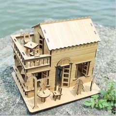 Đồ chơi lắp ráp gỗ 3D Mô hình Quán Café Coffe House - Tặng kèm đèn LED USB trang trí