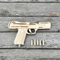 Đồ chơi lắp ghép gỗ 3D Mô hình Chuyển động Súng bắn thun Rubber Band - Desert Eagle