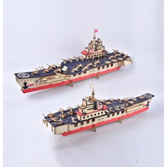 Đồ chơi lắp ráp gỗ 3D Mô hình Tàu sân bay Aircraft Carrier Laser XA-G035H