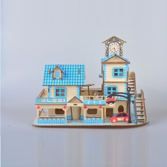 Đồ chơi lắp ráp gỗ 3D Mô hình nhà Charming Aegean Sea Laser - Tặng kèm đèn LED USB trang trí