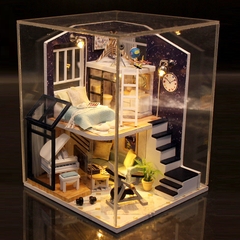 Mô hình nhà DIY Doll House Shining Star Kèm Mica Chống bụi Kèm Bộ dụng cụ và Keo dán