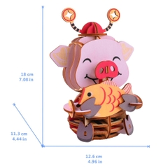Đồ chơi lắp ráp gỗ 3D Mô hình Lucky Pig HG06