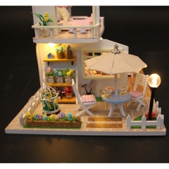 Mô hình nhà DIY Doll House Pink Loft Kèm Mica Chống bụi, Bộ dụng cụ và Keo dán