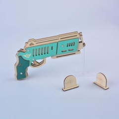 Đồ chơi lắp ghép gỗ 3D Mô hình Chuyển động Súng Bắn thun Rubber Band