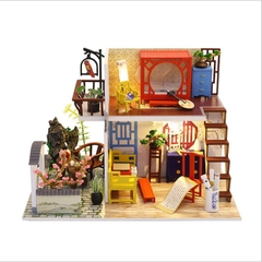 Mô hình nhà DIY Doll House Leisurely Jiangnan Kèm Mica chống bụi, Bộ dụng cụ và Keo dán
