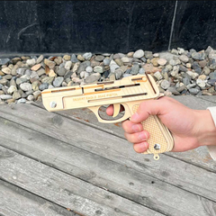 Đồ chơi lắp ghép gỗ 3D Mô hình Chuyển động Súng bắn thun Rubber Band - Desert Eagle