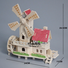 Đồ chơi lắp ráp gỗ 3D Mô hình Cối xay gió