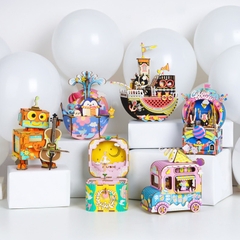 [BẢN XUẤT KHẨU TIẾNG ANH] Mô hình Hộp nhạc Con mèo Vui Vẻ - Fishing Kitty Music Box Robotime