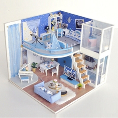 Mô hình nhà DIY Doll House Dream Starry Kèm Mica Chống bụi, Bộ dụng cụ và Keo dán