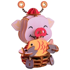 Đồ chơi lắp ráp gỗ 3D Mô hình Lucky Pig HG06
