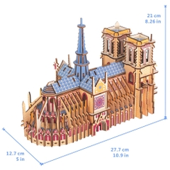 Đồ chơi lắp ráp gỗ 3D Mô hình Nhà Thờ Đức Bà Notre Dame Cathedral Laser - Tặng kèm đèn LED