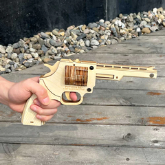 Đồ chơi lắp ghép gỗ 3D Mô hình Chuyển động Súng bắn thun Rubber Band - Desert Eagle