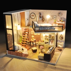 Mô hình nhà DIY Doll House Attic Dream Kèm Mica Chống bụi, Bộ dụng cụ và Keo dán