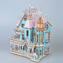 Đồ chơi lắp ráp gỗ 3D Mô hình Fantasy Villa Laser - Tặng kèm đèn LED USB trang trí