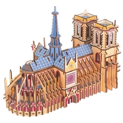 Đồ chơi lắp ráp gỗ 3D Mô hình Nhà Thờ Đức Bà Notre Dame Cathedral Laser - Tặng kèm đèn LED