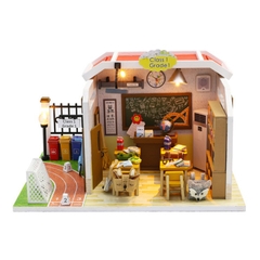 Mô hình nhà DIY Doll House Lớp học Class 1 Kèm Mica chống bụi, Bộ dụng cụ và Keo dán