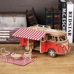 [BẢN XUẤT KHẨU TIẾNG ANH] Đồ chơi lắp ghép gỗ 3D Mô hình Xe Cắm trại Camper Van MCB01 Robotime