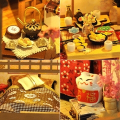Mô hình nhà DIY Doll House A Day Of Okayama Kèm Mica Chống bụi, Bộ dụng cụ, Keo dán và Bộ phát nhạc