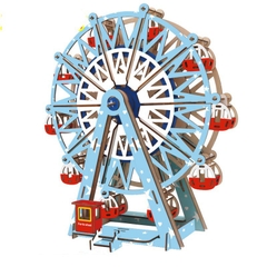 Đồ chơi lắp ráp gỗ 3D Mô hình Vòng Đu Quay Ferris Wheel Laser - Tặng kèm đèn LED USB trang trí
