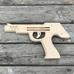 Đồ chơi lắp ghép gỗ 3D Mô hình Chuyển động Súng bắn thun Rubber Band - Desert Eagle