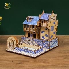 Đồ chơi lắp ráp gỗ 3D Mô hình Phượng hoàng Cổ Trấn Màu Xanh