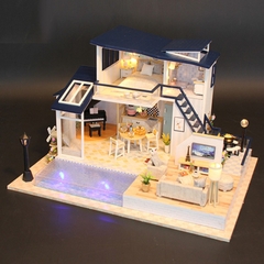Mô hình nhà DIY Doll House Mermaid Tribe Kèm Mica Chống bụi, Bộ dụng cụ, Keo dán và Bộ phát nhạc