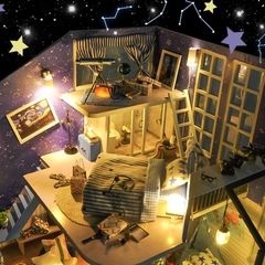 Mô hình nhà DIY Doll House Romantic Little Nightlight Kèm Mica Chống bụi, Bộ dụng cụ và Keo dán