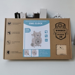 Mô hình gỗ 3D Lắp ráp Đồng hồ Quả lắc hình Cú Owl Clock Uguter