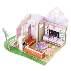 Đồ chơi lắp ráp gỗ 3D Mô hình Dollhouse Dream Villa-Living Room DV182 - Tặng kèm đèn LED trang trí