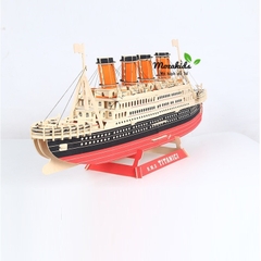 Đồ chơi lắp ráp gỗ 3D Mô hình tàu Titanic - Tặng kèm đèn LED USB trang trí