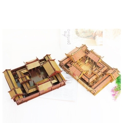 Đồ chơi lắp ráp gỗ 3D Mô hình Nhà gỗ Bắc Kinh R-8086 Laser Màu Đỏ