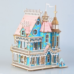 Đồ chơi lắp ráp gỗ 3D Mô hình Fantasy Villa Laser - Tặng kèm đèn LED USB trang trí