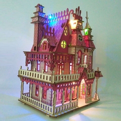 Đồ chơi lắp ráp gỗ 3D Mô hình Mô hình Lâu Đài Dream Villa Laser - Tặng kèm đèn LED USB trang trí