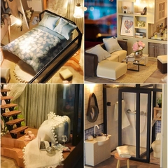 Mô hình nhà DIY Doll House Attic Dream Kèm Mica Chống bụi, Bộ dụng cụ và Keo dán