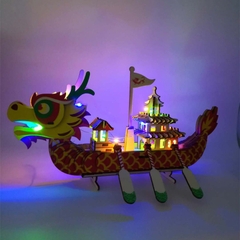 Đồ chơi lắp ráp gỗ 3D Mô hình Thuyền Rồng Hoàng Gia Laser - Tặng kèm đèn LED USB trang trí