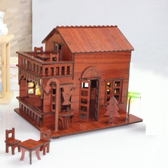 Đồ chơi lắp ráp gỗ 3D Mô hình Quán Café Coffe House - Tặng kèm đèn LED USB trang trí