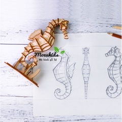 Đồ chơi lắp ráp gỗ 3D Mô hình Cá Ngựa Seahorse Laser