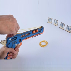 Đồ chơi lắp ghép gỗ 3D Mô hình Chuyển động Súng Bắn thun Rubber Band