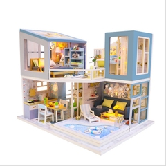 Mô hình nhà DIY Doll House First Meet Kèm Mica Chống bụi, Bộ dụng cụ và Keo dán