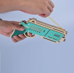 Đồ chơi lắp ghép gỗ 3D Mô hình Chuyển động Súng Bắn thun Rubber Band