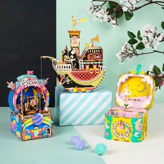 [BẢN XUẤT KHẨU TIẾNG ANH] Mô hình Hộp nhạc Con mèo Vui Vẻ - Fishing Kitty Music Box Robotime