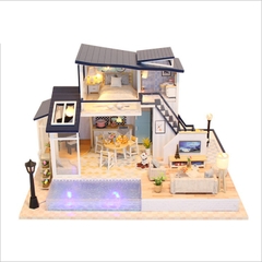 Mô hình nhà DIY Doll House Mermaid Tribe Kèm Mica Chống bụi, Bộ dụng cụ, Keo dán và Bộ phát nhạc